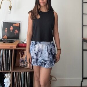 Trixx Blue White Tie Dye Ruffle‎ Mini Skirt Smocked Waist Flowy Summer XL